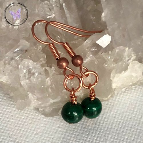 Malachite Copper Circle Earrings